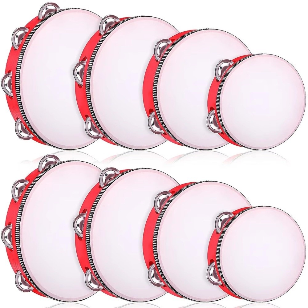 Tambourine Hand Drum - Детский ручной барабан-тамбурин с металлическими бубенчиками,