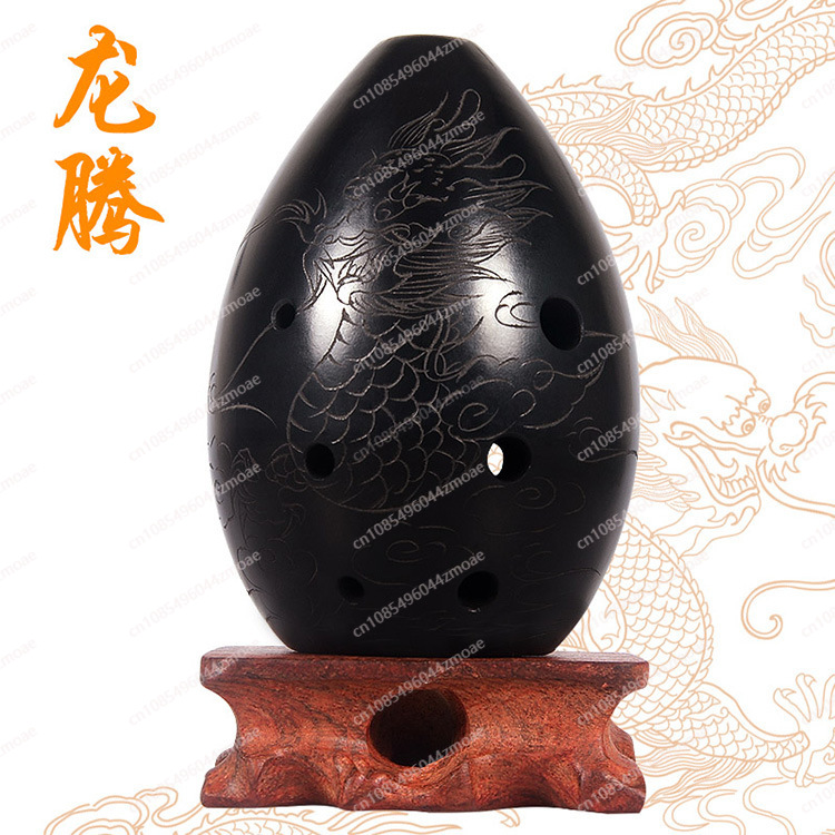Musical Instrument Xun - Восьмидырочный грушевидный черный керамический музыкальный инструмент